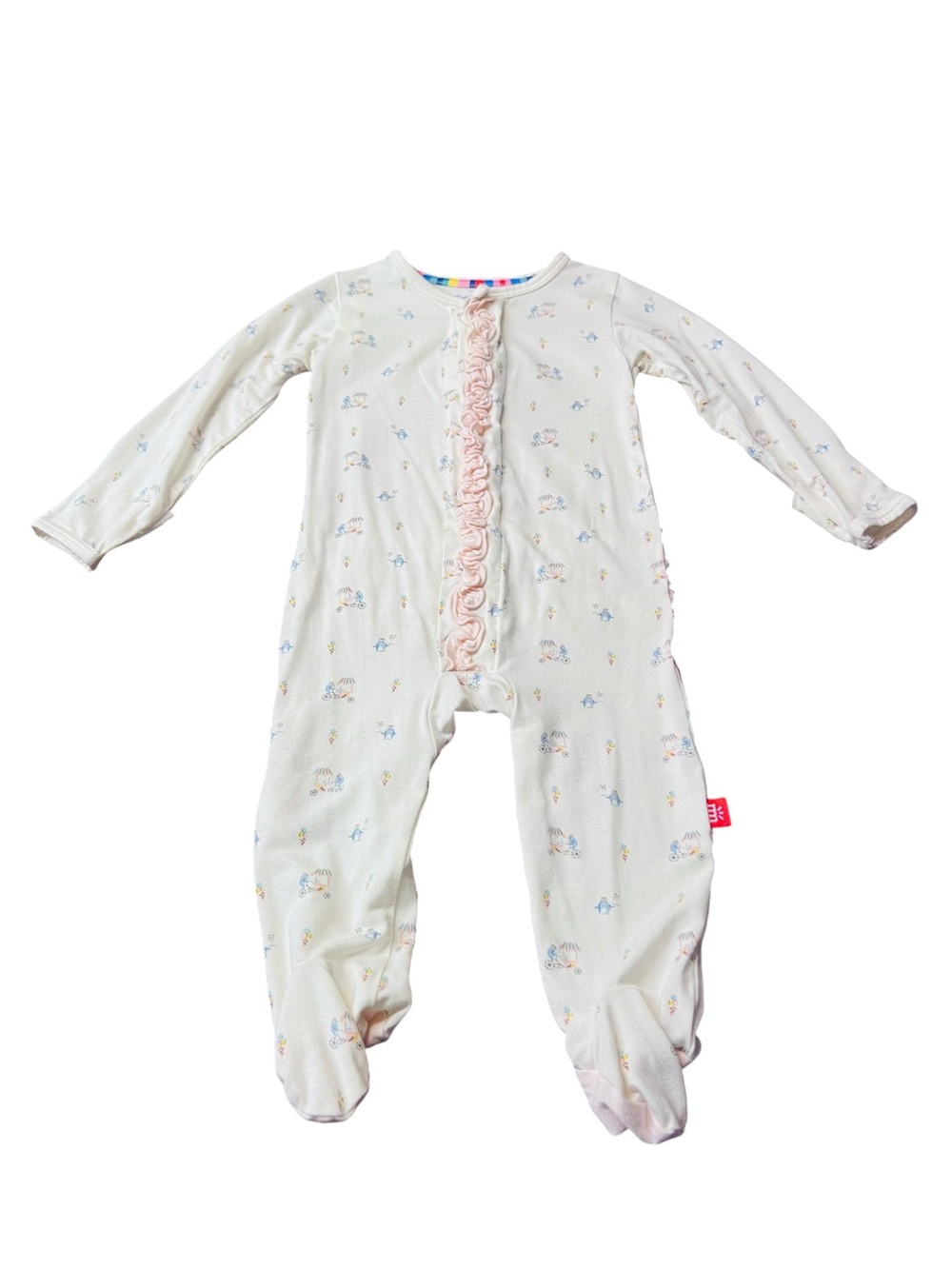 Magnetic Me White Footed One-Piece with Pink Ruffle And Ice Cream Theme